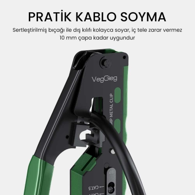 VegGieg 6P/8P Cat8 Cat7 Cat6 RJ45 Ethernet Jack Pensesi RJ11 RJ12 Telefon Kablosu Jak Kesme Soyma Sıkma Aleti - 3