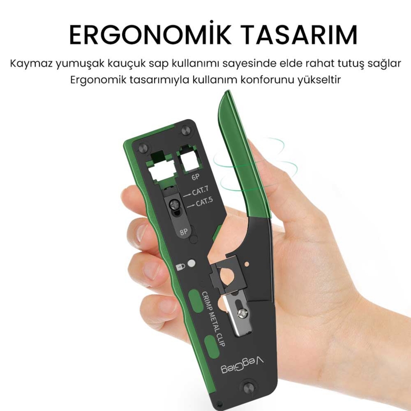VegGieg 6P/8P Cat8 Cat7 Cat6 RJ45 Ethernet Jack Pensesi RJ11 RJ12 Telefon Kablosu Jak Kesme Soyma Sıkma Aleti - 6