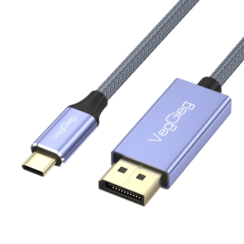 VegGieg 8K/60Hz 4K/144Hz/120Hz Type-C 3.1 to Displayport 1.4 Çift Yönlü Kablo 2 Metre - 1