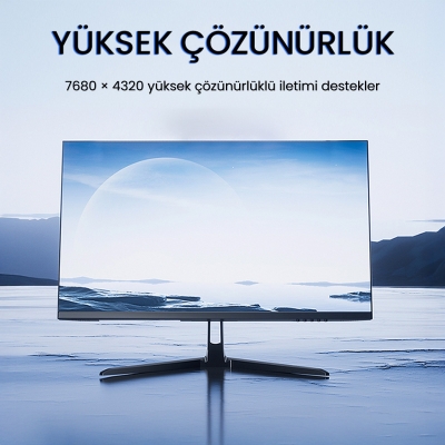 VegGieg 8K/60Hz 4K/144Hz/120Hz Type-C 3.1 to Displayport 1.4 Çift Yönlü Kablo 2 Metre - 4