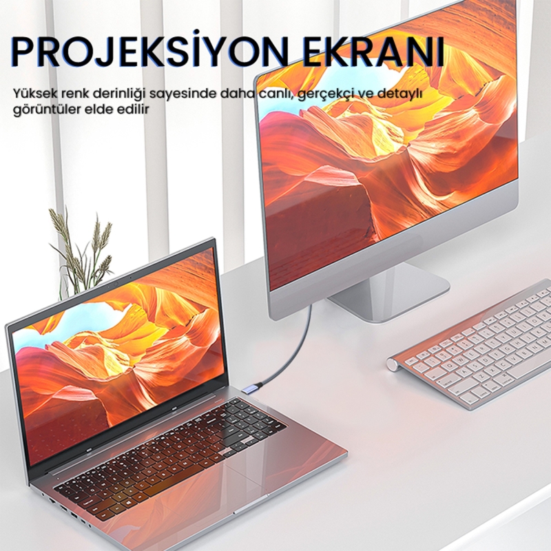 VegGieg 8K/60Hz 4K/144Hz/120Hz Type-C 3.1 to Displayport 1.4 Çift Yönlü Kablo 2 Metre - 5