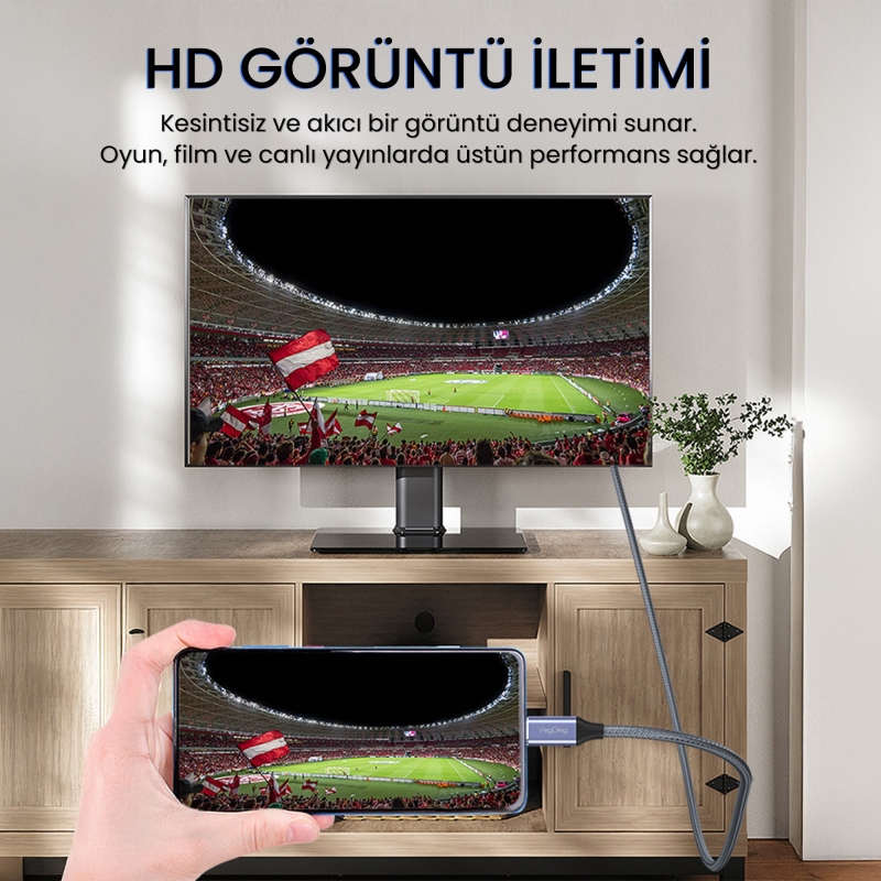 VegGieg 8K/60Hz 4K/144Hz/120Hz Type-C 3.1 to Displayport 1.4 Çift Yönlü Kablo 2 Metre - 2