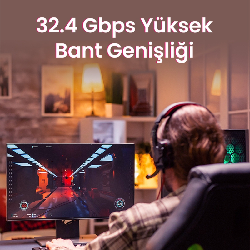 VegGieg 8K/60Hz 4K/165Hz 2K/240Hz DisplayPort 1.4 Kablo 3 Metre - 7
