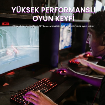 VegGieg 8K 60Hz 4K 120Hz 48 Gbps HDR ARC HDCP Örgülü HDMI 2.1 Kablo 1 Metre - 6