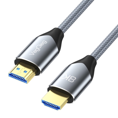 VegGieg 8K 60Hz 4K 120Hz 48 Gbps HDR ARC HDCP Örgülü HDMI 2.1 Kablo 1 Metre - 8
