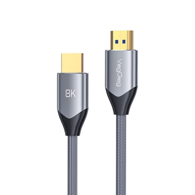 VegGieg 8K 60Hz 4K 120Hz 48 Gbps HDR ARC HDCP Örgülü HDMI 2.1 Kablo 2 Metre - VegGieg