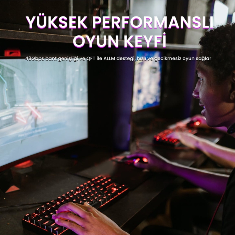 VegGieg 8K 60Hz 4K 120Hz 48 Gbps HDR ARC HDCP Örgülü HDMI 2.1 Kablo 5 Metre - 6