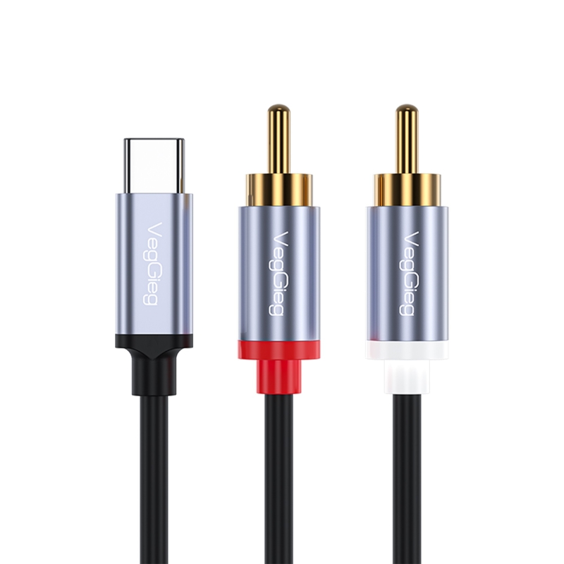 VegGieg USB Type-C to 2 RCA Ses Kablosu 3 Metre - 1