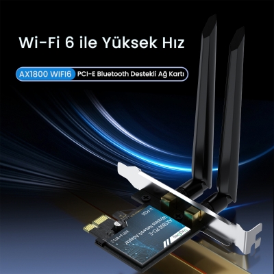 VegGieg AX1800 Wi-Fi 6 Alıcı ve Bluetooth 5.2 Adaptör 5DB Dual Anten PCIe Wifi Ağ Kartı - 2