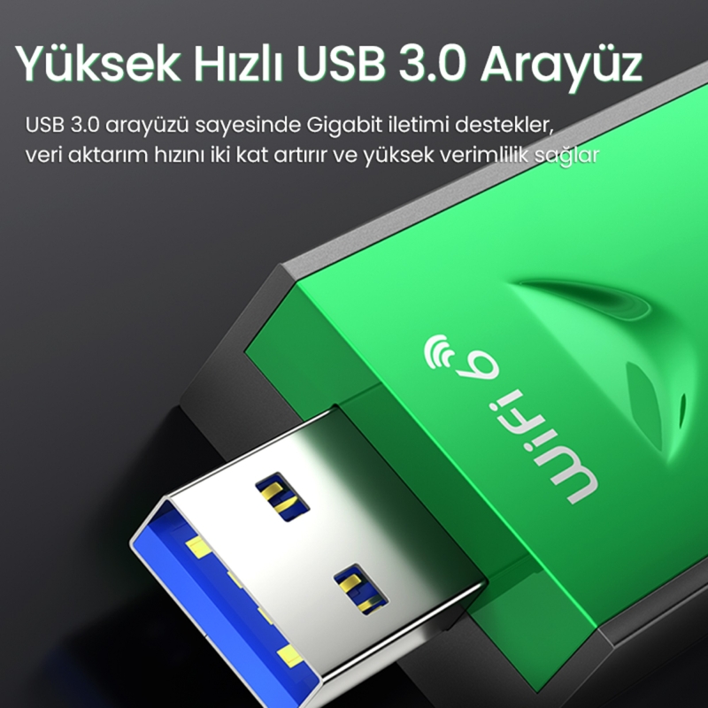 VegGieg 5400 Mbps 2.4GHz/5GHz/6GHz Tri Band Alıcı Verici USB Wifi 6 Adaptör - 7