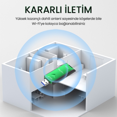 VegGieg 5400 Mbps 2.4GHz/5GHz/6GHz Tri Band Alıcı Verici USB Wifi 6 Adaptör - 5