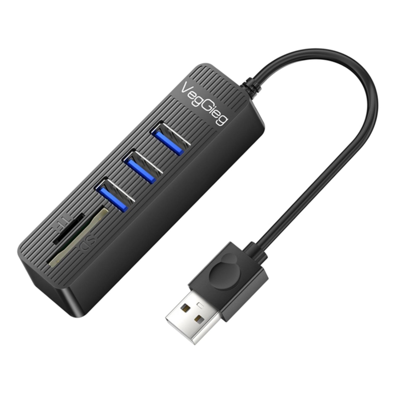 VegGieg USB 2.0 SD - MicroSD Kart Okuyucu ve 3 Port USB Çoklayıcı Hub - 1