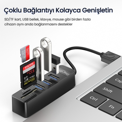 VegGieg USB 2.0 SD - MicroSD Kart Okuyucu ve 3 Port USB Çoklayıcı Hub - 3