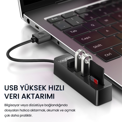 VegGieg USB 2.0 SD - MicroSD Kart Okuyucu ve 3 Port USB Çoklayıcı Hub - 2