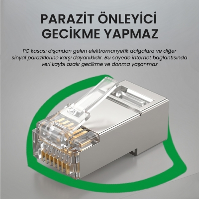 VegGieg Cat5e Metal RJ45 Jack Ethernet Konnektörü Altın Kaplama 102 Adet - 4