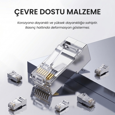 VegGieg Cat5e Metal RJ45 Jack Ethernet Konnektörü Altın Kaplama 102 Adet - 5