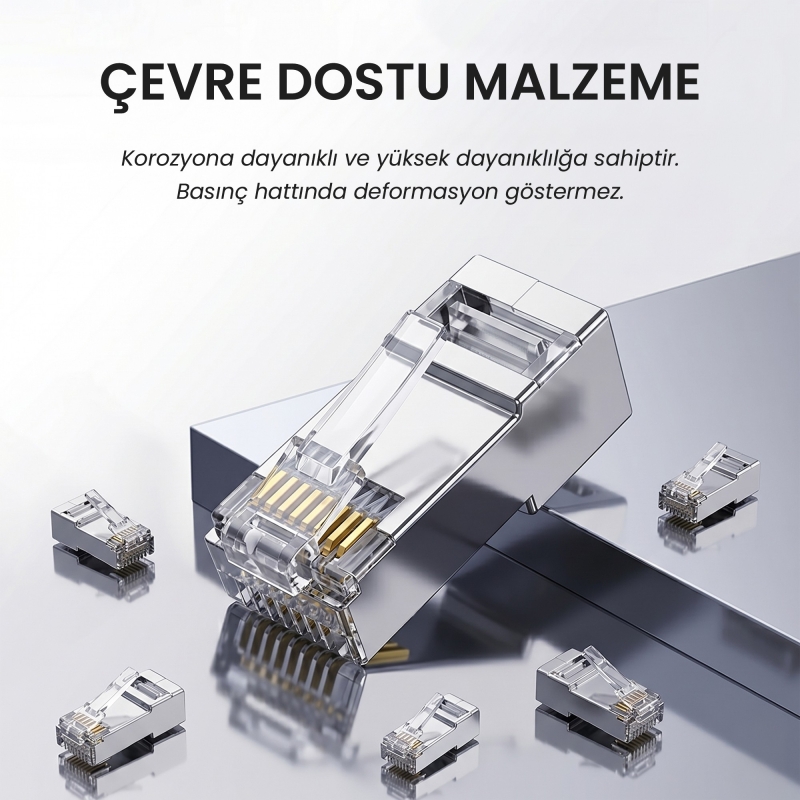 VegGieg Cat5e Metal RJ45 Jack Ethernet Konnektörü Altın Kaplama 102 Adet - 5