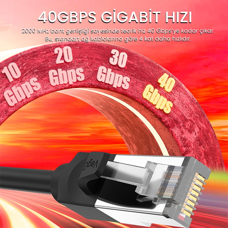 VegGieg Cat6 1000Mbps Gigabit FTP RJ45 Ethernet Ağ Kablosu 20 Metre - 5