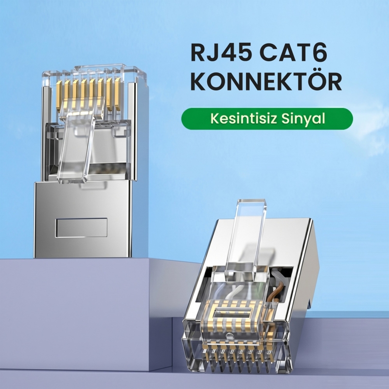 VegGieg Cat6 Metal RJ45 Jack 8P8C Ethernet Konnektörü Altın Kaplama 102 Adet - 2