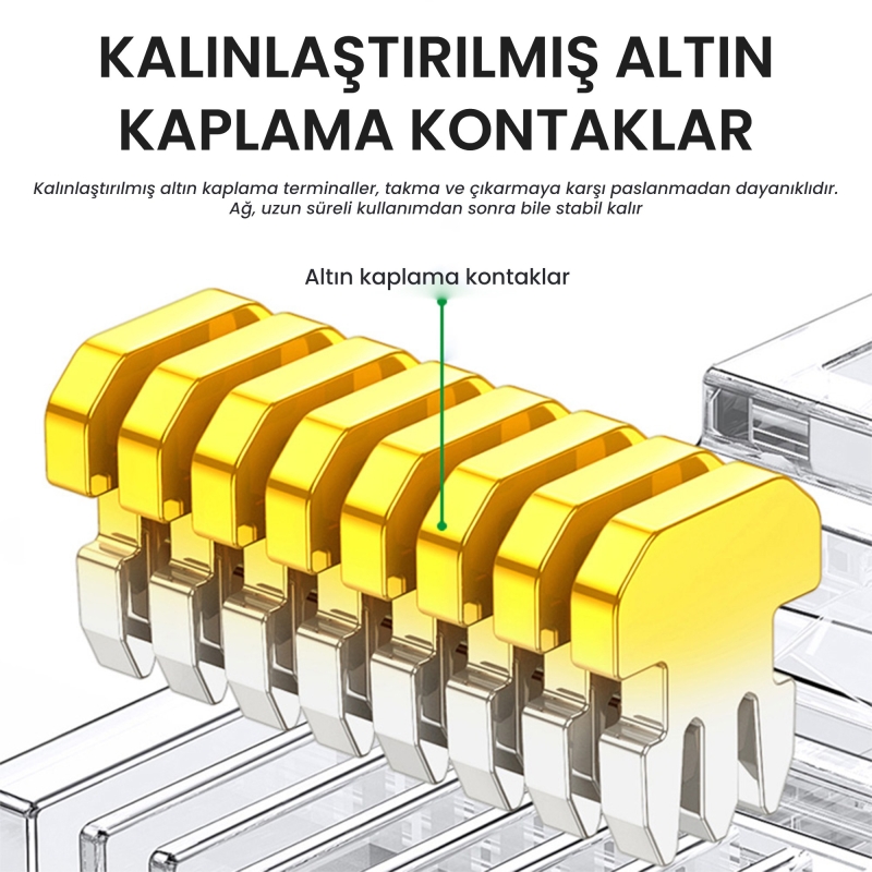 VegGieg Cat6 Metal RJ45 Jack 8P8C Ethernet Konnektörü Altın Kaplama 102 Adet - 3