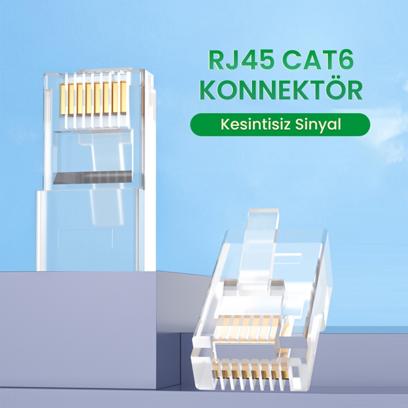 VegGieg Cat6 RJ45 Jack 8P8C Ethernet Konnektörü Altın Kaplama 102 Adet - 2