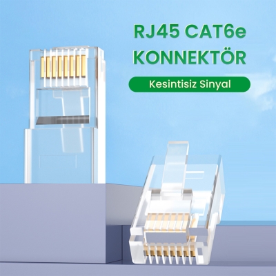 VegGieg Cat6e RJ45 Jack 8P8C Ethernet Konnektörü Altın Kaplama 102 Adet - 2