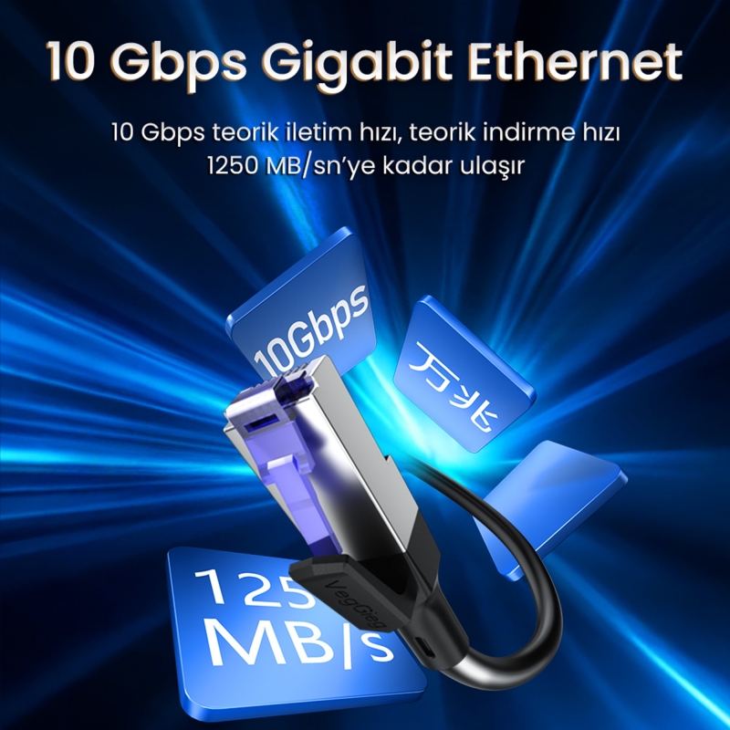 VegGieg CAT7 10Gbps Gigabit 600Mhz FTP RJ45 Ethernet Kablosu 15 Metre - 4
