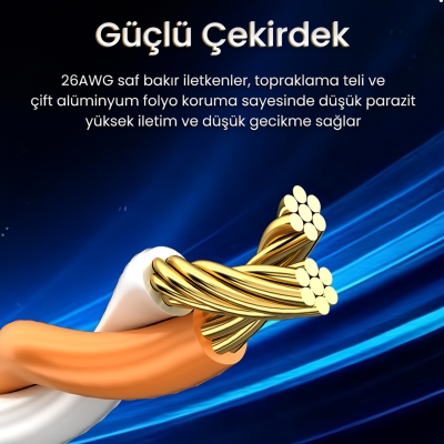VegGieg CAT7 10Gbps Gigabit 600Mhz FTP RJ45 Ethernet Kablosu 5 Metre - 3