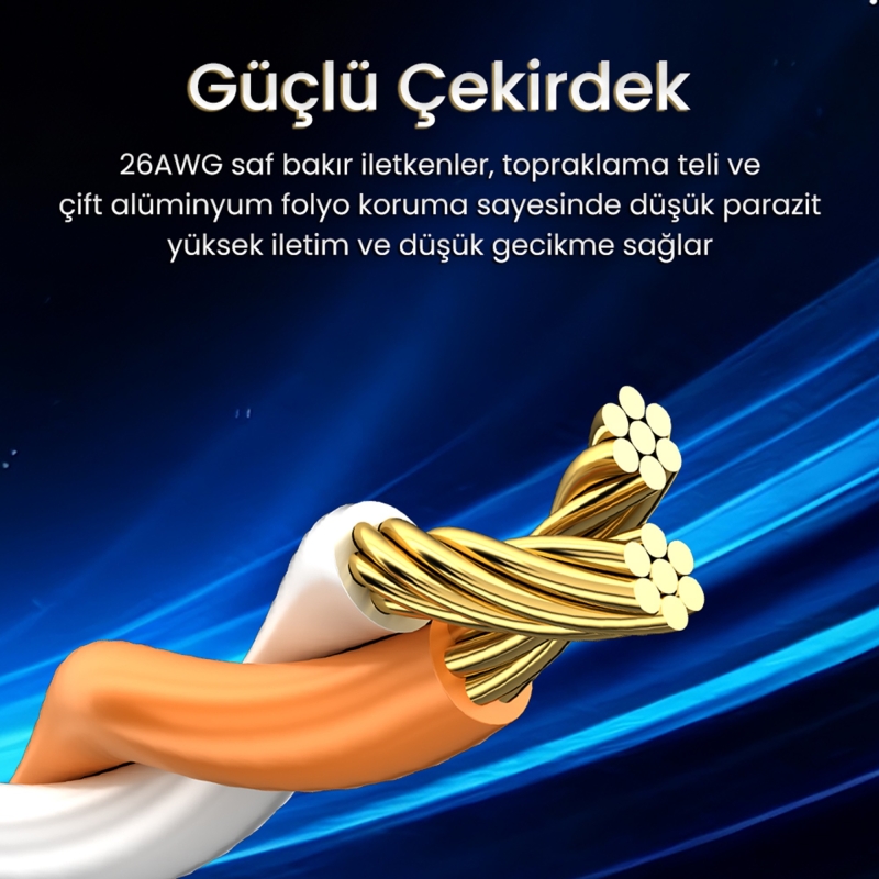 VegGieg CAT7 10Gbps Gigabit 600Mhz FTP RJ45 Flat Ethernet Kablosu 10 Metre - 3