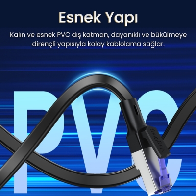 VegGieg CAT7 10Gbps Gigabit 600Mhz FTP RJ45 Flat Ethernet Kablosu 10 Metre - 6