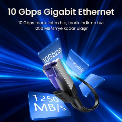 VegGieg CAT7 10Gbps Gigabit 600Mhz FTP RJ45 Flat Ethernet Kablosu 10 Metre - 4