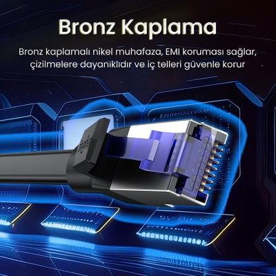 VegGieg CAT7 10Gbps Gigabit 600Mhz FTP RJ45 Flat Ethernet Kablosu 2 Metre - 5