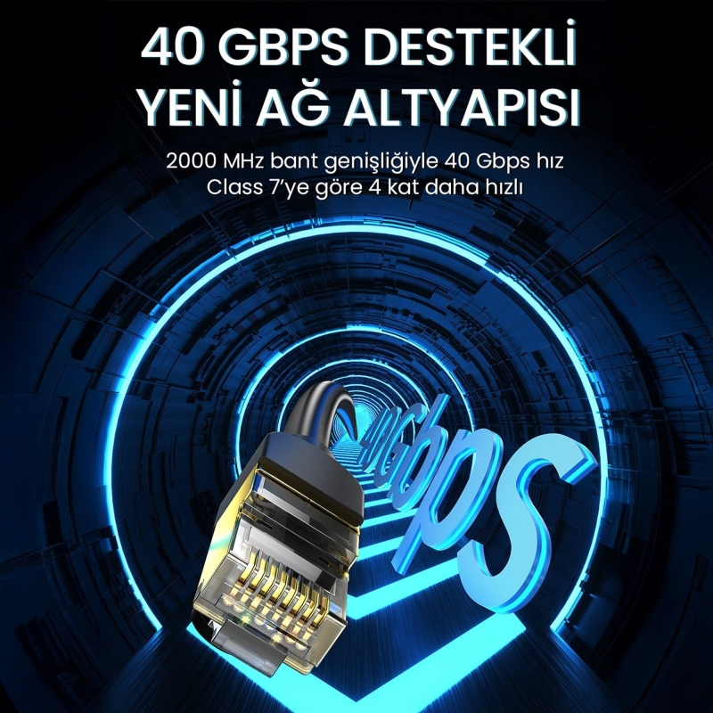 VegGieg CAT8 40Gbps 2000Mhz STP RJ45 Ethernet Kablosu 1 Metre - 2