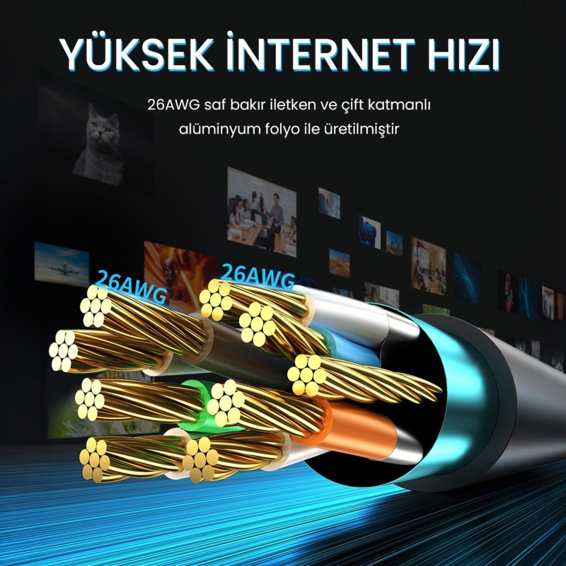 VegGieg CAT8 40Gbps 2000Mhz STP RJ45 Ethernet Kablosu 2 Metre - 4