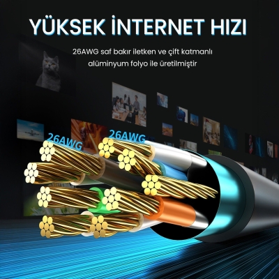 VegGieg CAT8 40Gbps 2000Mhz STP RJ45 Ethernet Kablosu 3 Metre - 4