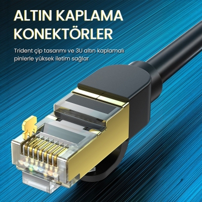 VegGieg CAT8 40Gbps 2000Mhz STP RJ45 Ethernet Kablosu 5 Metre - 5