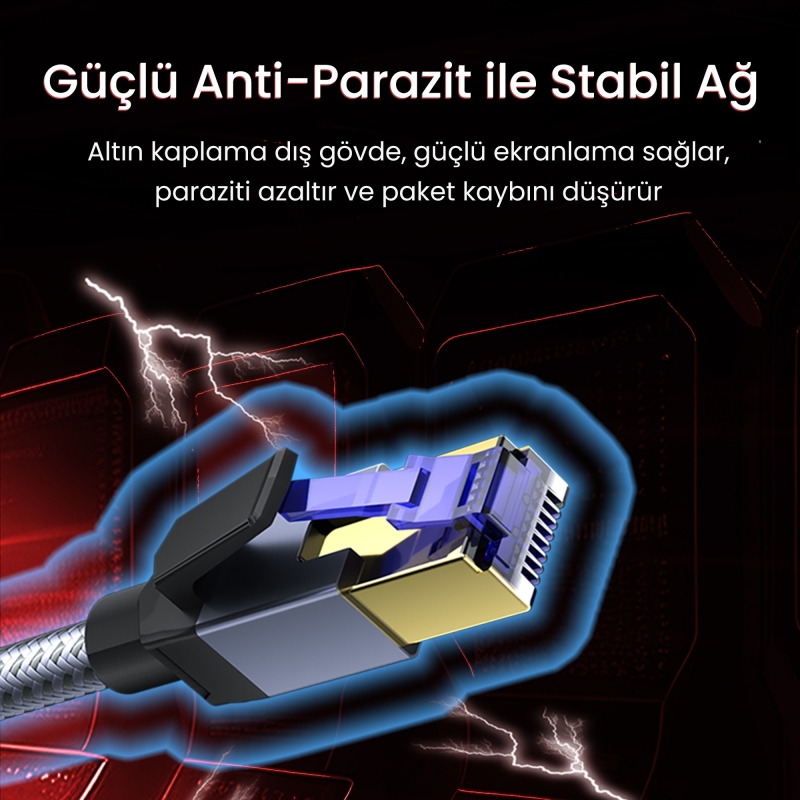 VegGieg CAT8 40Gbps Gigabit FTP 2000Mhz RJ45 Ethernet Ağ Kablosu 1 Metre - 5