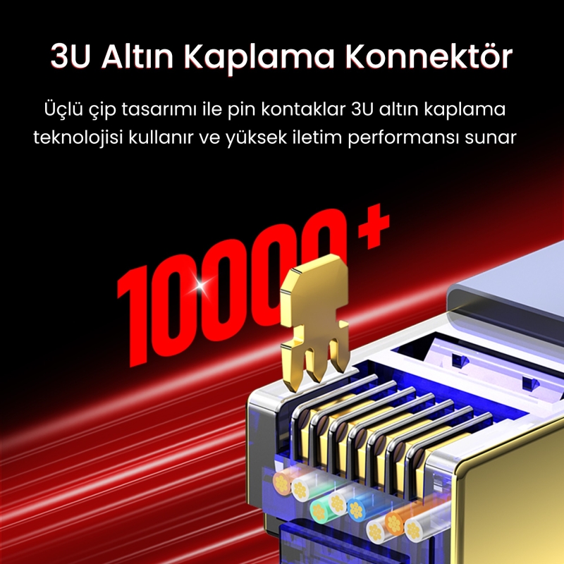 VegGieg CAT8 40Gbps Gigabit FTP 2000Mhz RJ45 Ethernet Ağ Kablosu 20 Metre - 3