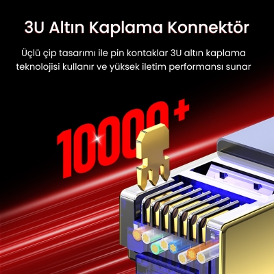 VegGieg CAT8 40Gbps Gigabit FTP 2000Mhz RJ45 Ethernet Ağ Kablosu 5 Metre - 3