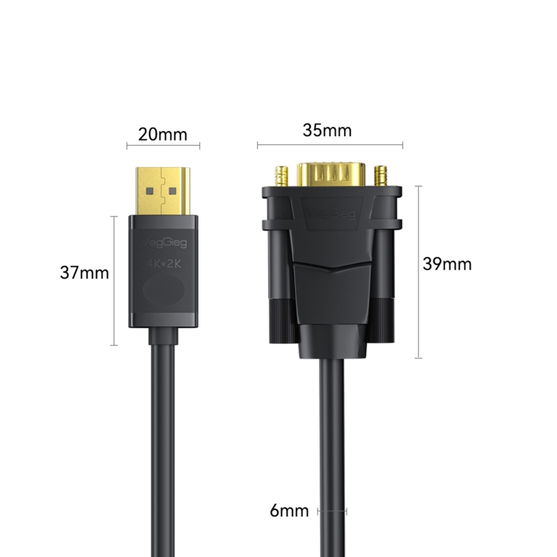 VegGieg DisplayPort (DP) to VGA Full HD 60Hz Görüntü Video Aktarım Kablosu 1.5 Metre - 7