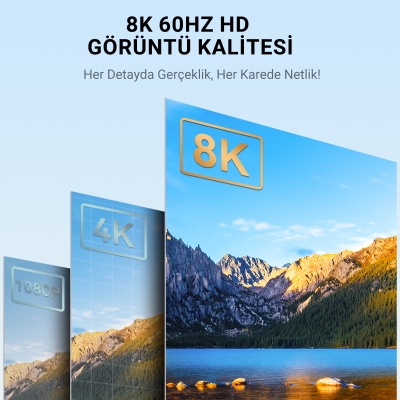 VegGieg DP to HDMI Kablo 8K 60Hz 4K 240Hz HDR 3D 48Gbps Örgülü Displayport to HDMI Kablo 2 Metre - 5