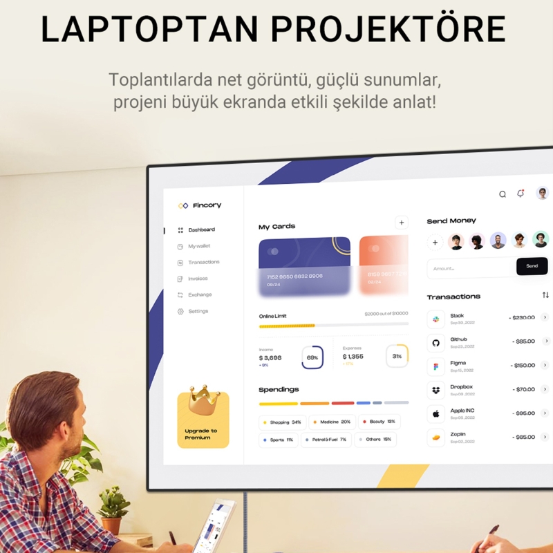 Veggieg DP to HDMI Kablo 8K 60Hz 4K 240Hz HDR 3D 48Gbps Örgülü Displayport to HDMI Kablo 2 Metre - 4