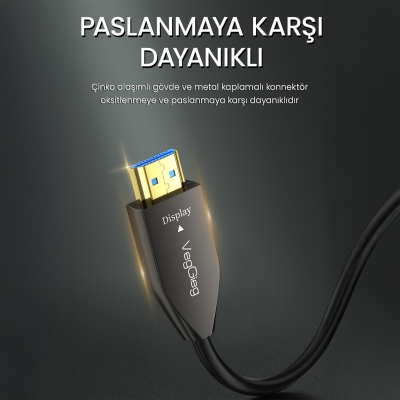 VegGieg 8K/60Hz 4K/120Hz 48Gbps HDR ARC HDCP Fiber Optik HDMI 2.1 Kablo 30 Metre - 4