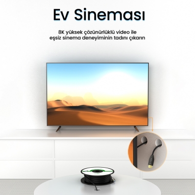 VegGieg 8K/60Hz 4K/120Hz 48Gbps HDR ARC HDCP Fiber Optik HDMI 2.1 Kablo 50 Metre - 6