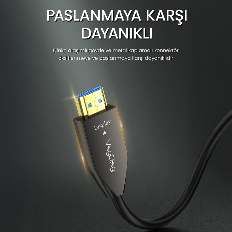 VegGieg 8K/60Hz 4K/120Hz 48Gbps HDR ARC HDCP Fiber Optik HDMI 2.1 Kablo 50 Metre - 4