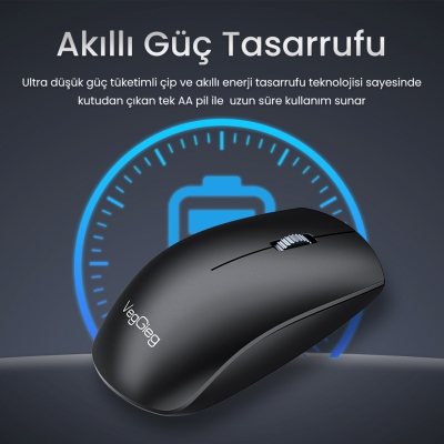 VegGieg G700 Kablosuz Mouse 2.4GHz Nano Usb Alıcı 3 Tuşlu Pilli Optik Mouse - 3