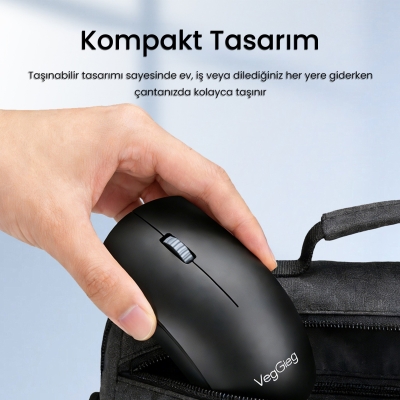 VegGieg G700 Kablosuz Mouse 2.4GHz Nano Usb Alıcı 3 Tuşlu Pilli Optik Mouse - 6