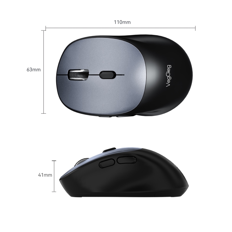 VegGieg G800 Kablosuz 2.4GHz 3600DPI Optik Mouse Gri - 7