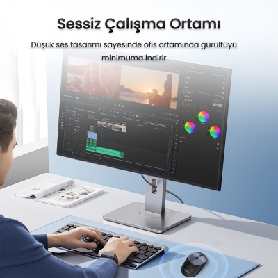 VegGieg G880 Dual-Mode Bluetooth 5.3 ve 2.4GHz 3600DPI Optik Kablosuz Mouse Gri - 6