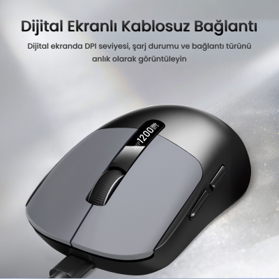 VegGieg G900 Dual-Mode Bluetooth 5.3 ve 2.4GHz 3600DPI Optik Kablosuz Mouse Siyah - 4